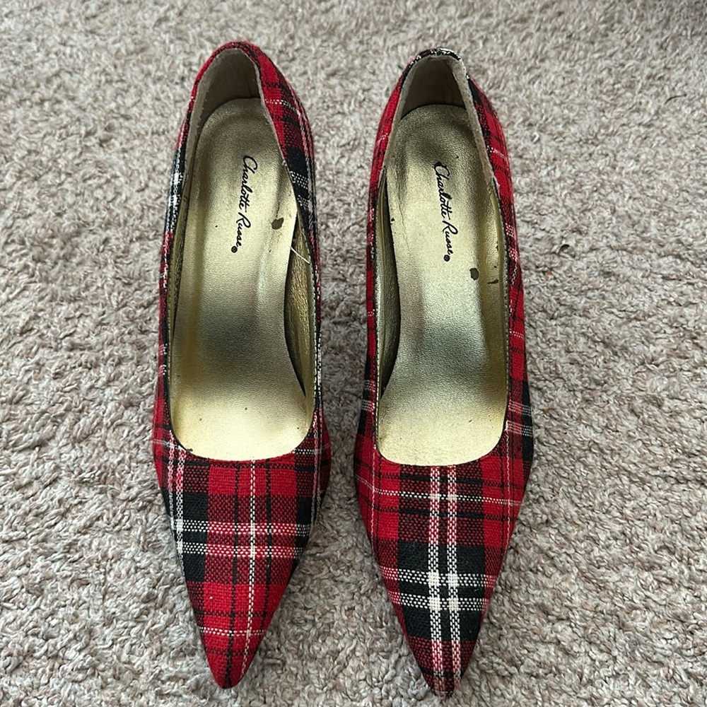 Holiday plaid heels